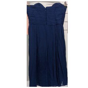 Navy blue layered chiffon strapless dress